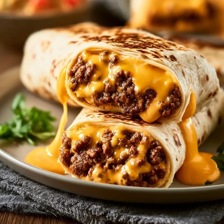 Cheesy Ground Beef Delight Wrap with fresh ingredients