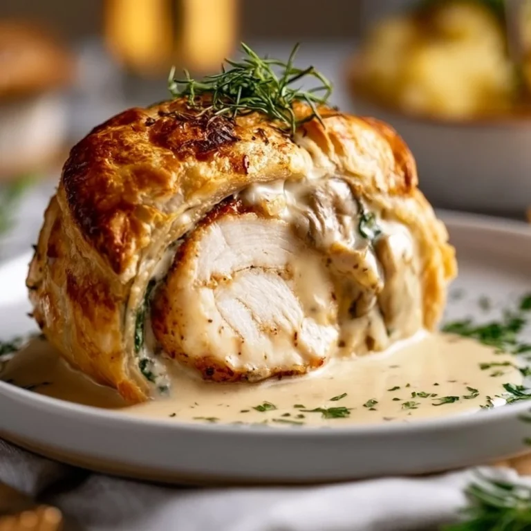 Delicious Chicken Wellington served with Dijon Cream Sauce