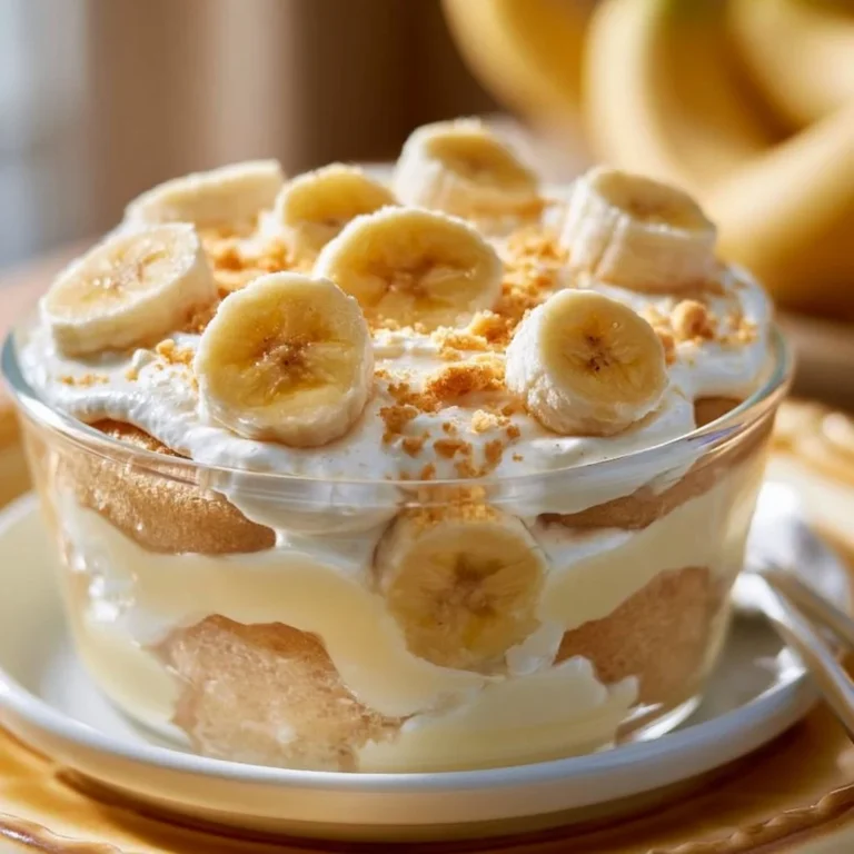 Delicious classic banana pudding served in a bowl with fresh bananas
