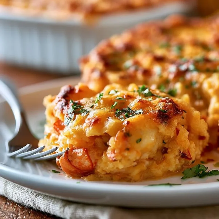 Delicious crawfish casserole with a creamy texture and savory flavors