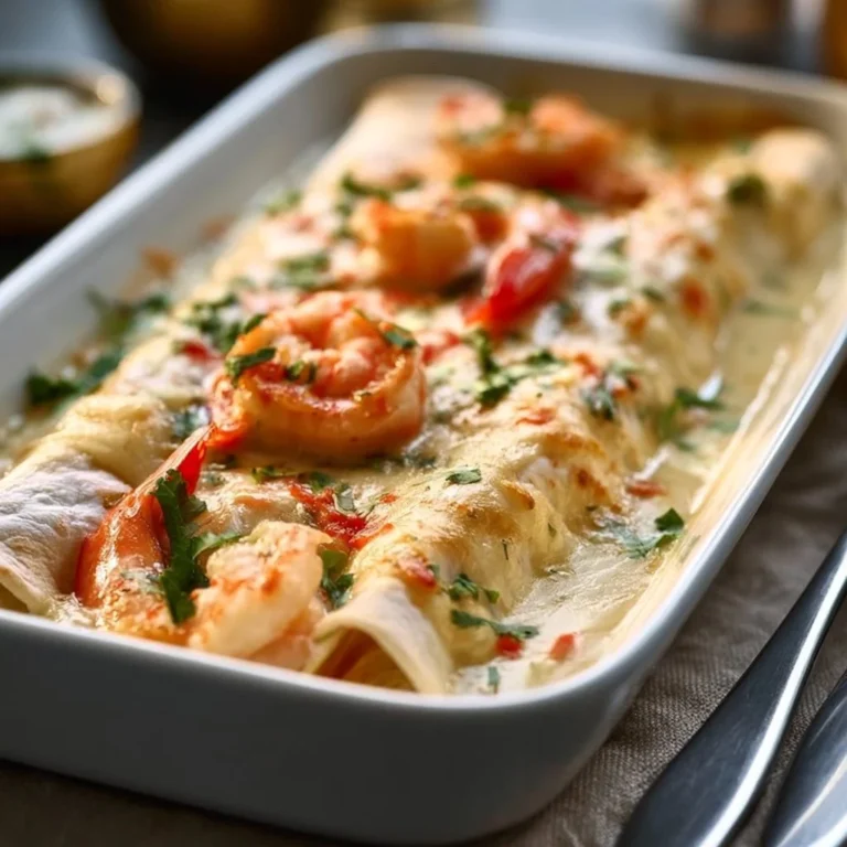 Creamy shrimp enchiladas served with a flavorful sauce