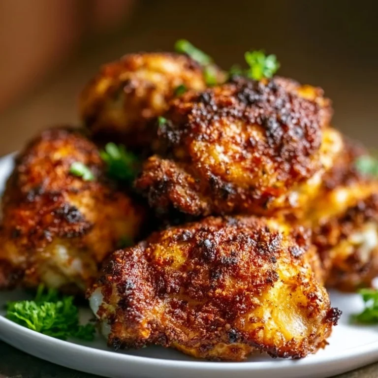 Crispy chicken thigh cooked in an air fryer, golden brown and delicious
