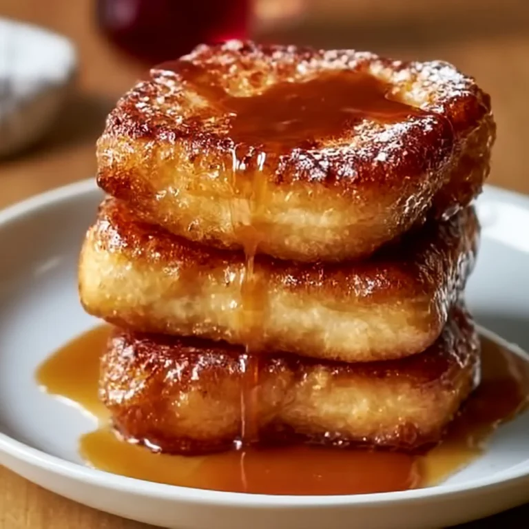 Crispy donut french toast topped with luscious caramel drizzle