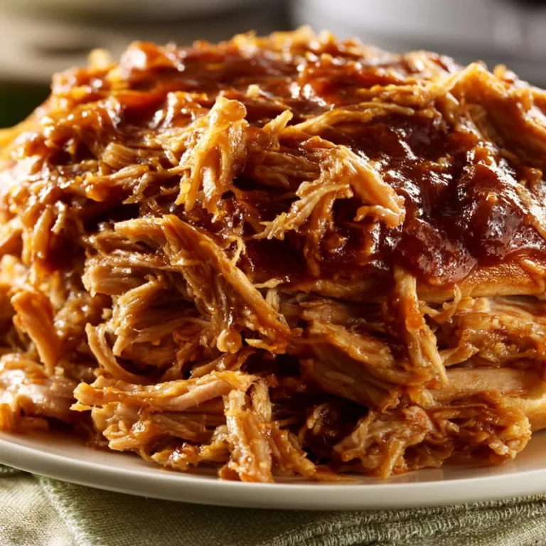 Crock Pot BBQ pulled pork served with coleslaw and buns