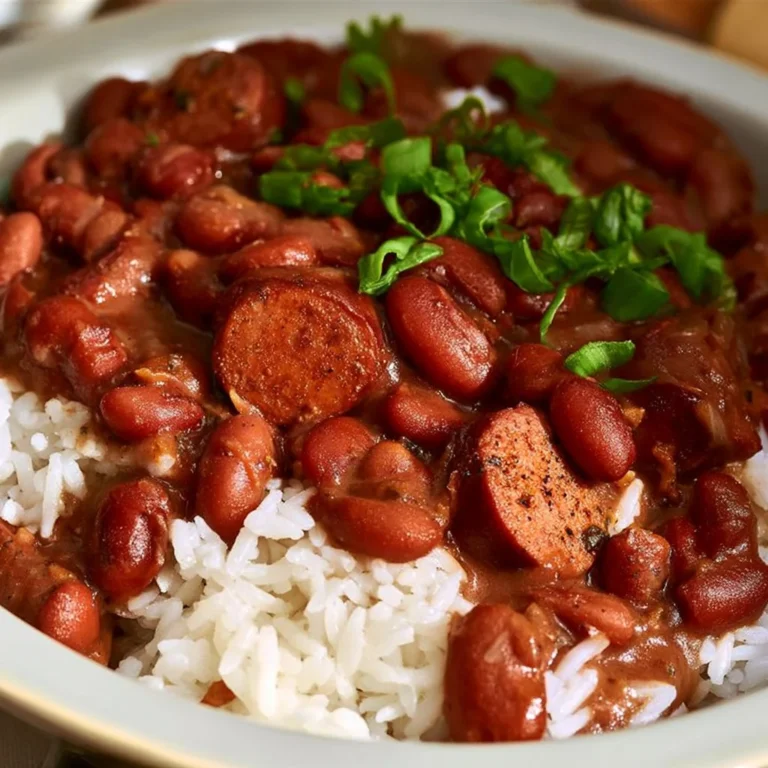 Delicious bowl of Crock-Pot Cajun Red Beans and Rice ready to serve