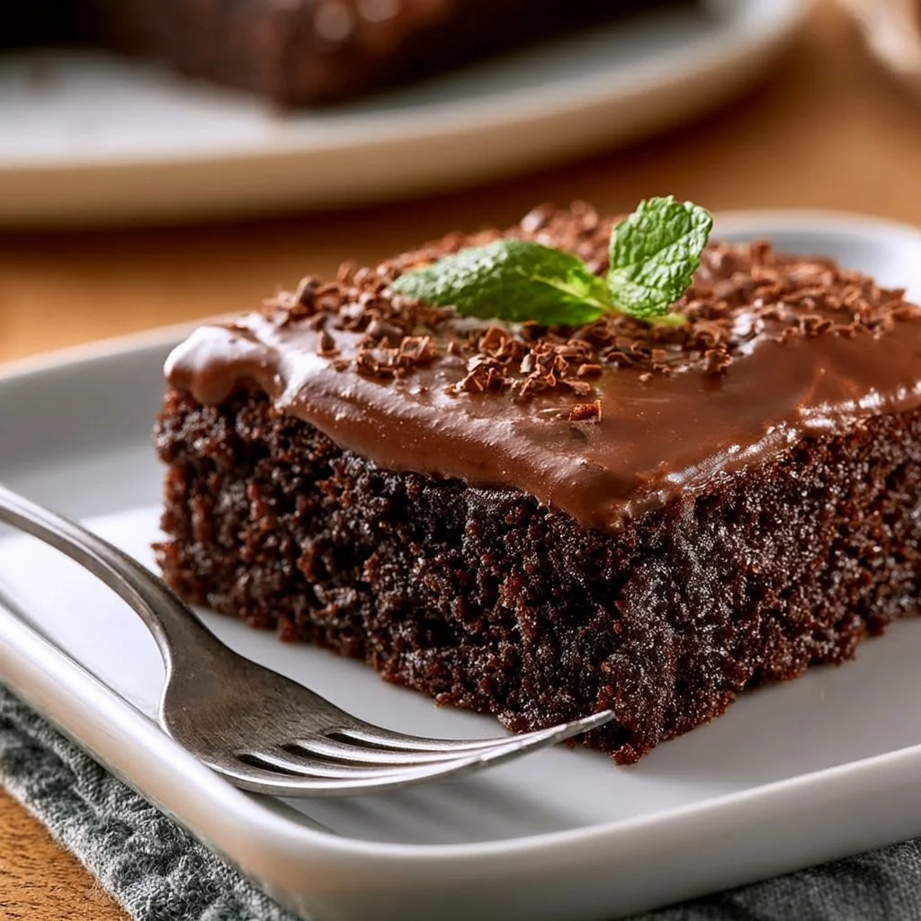 Delicious easy chocolate sheet cake with frosting and sprinkles on top