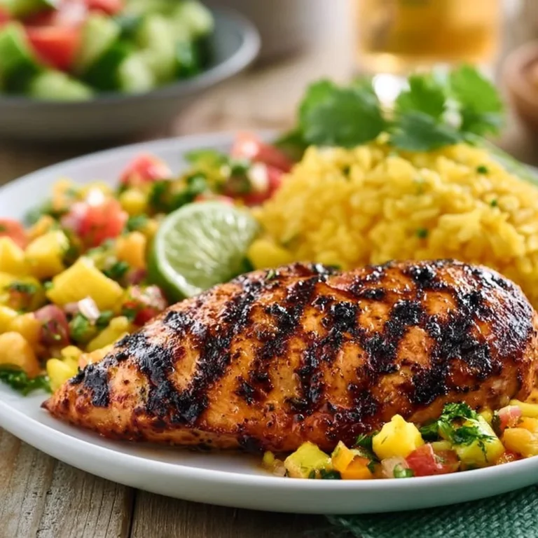 Easy Key West Grilled Chicken served on a plate with fresh garnish