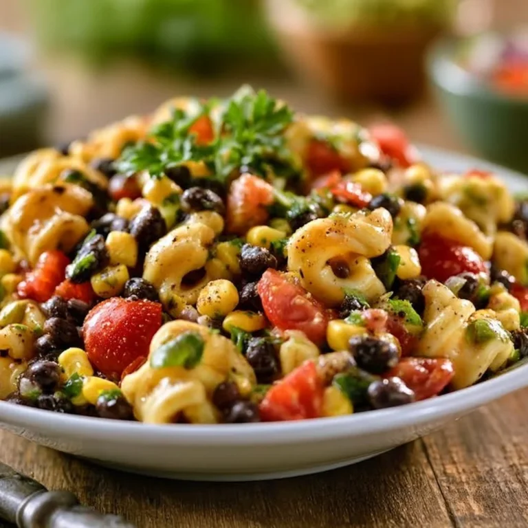 Delicious Fresh Cowboy Caviar Pasta Salad with colorful ingredients