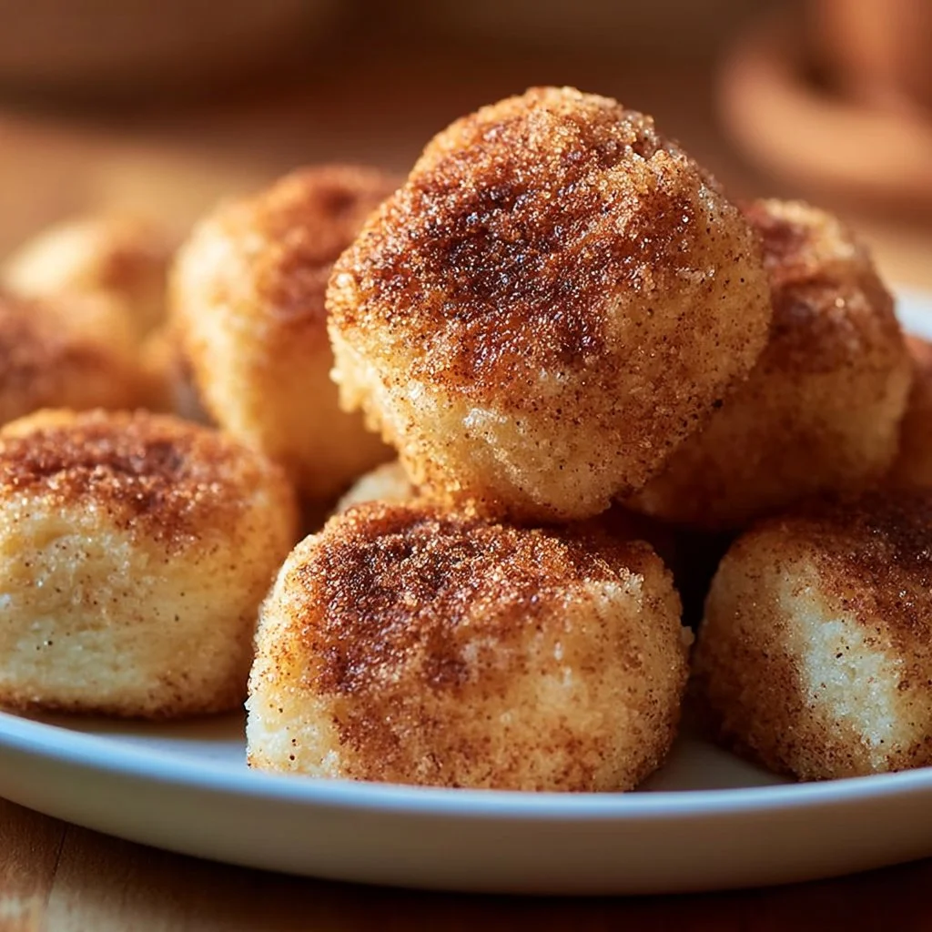 Bowl of indulgent cinnamon sugar biscuit bites ready to enjoy