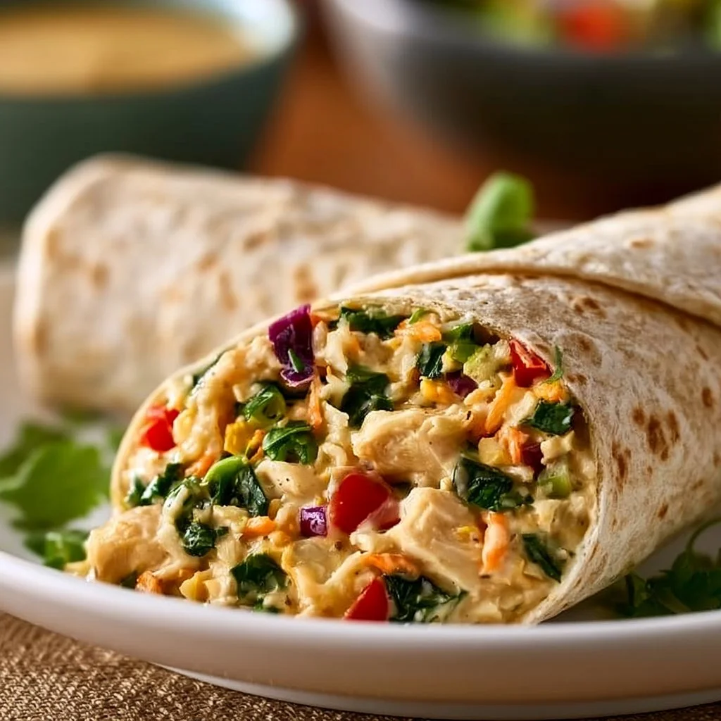 Irresistible Thai Chicken Wrap with crunchy Asian slaw
