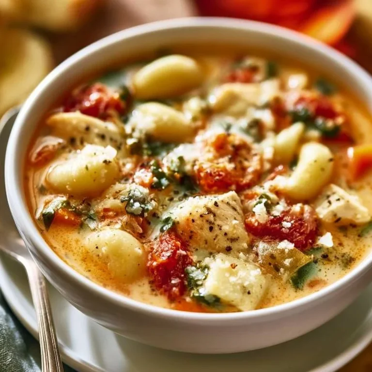 Bowl of Marry Me Chicken Soup garnished with herbs, perfect comfort food