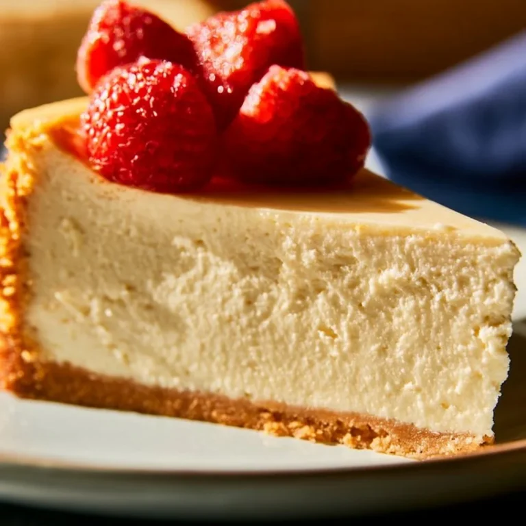Sliced mascarpone ricotta cheesecake topped with fresh berries