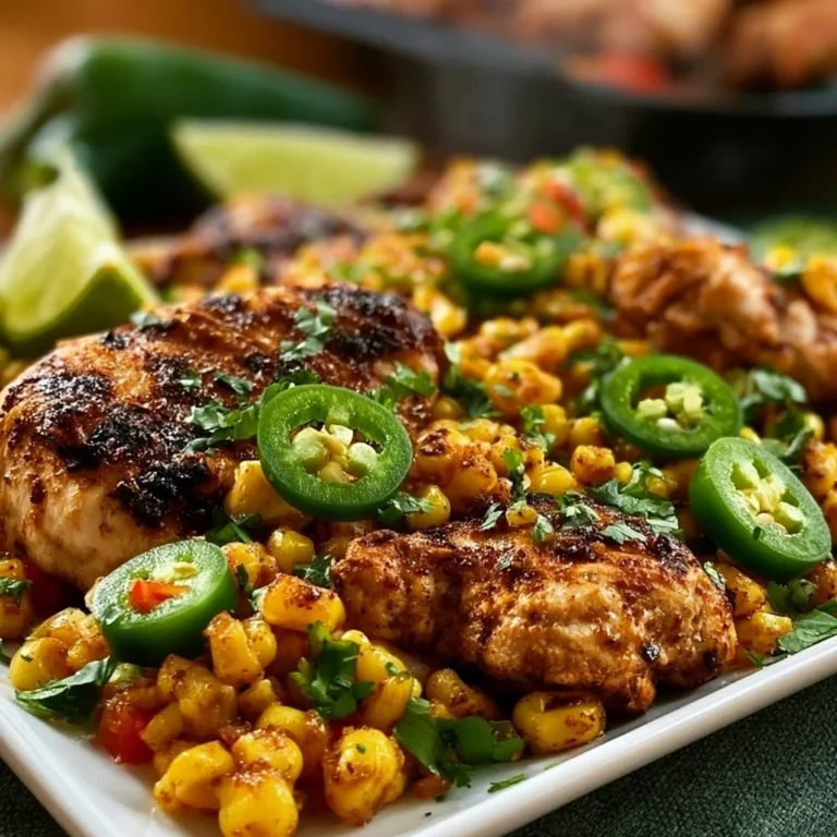 Sizzling Blackstone jalapeño lime chicken served with corn on the grill.
