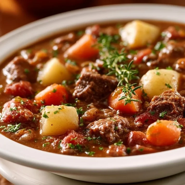 Delicious slow cooker ground beef stew with vegetables and seasoning
