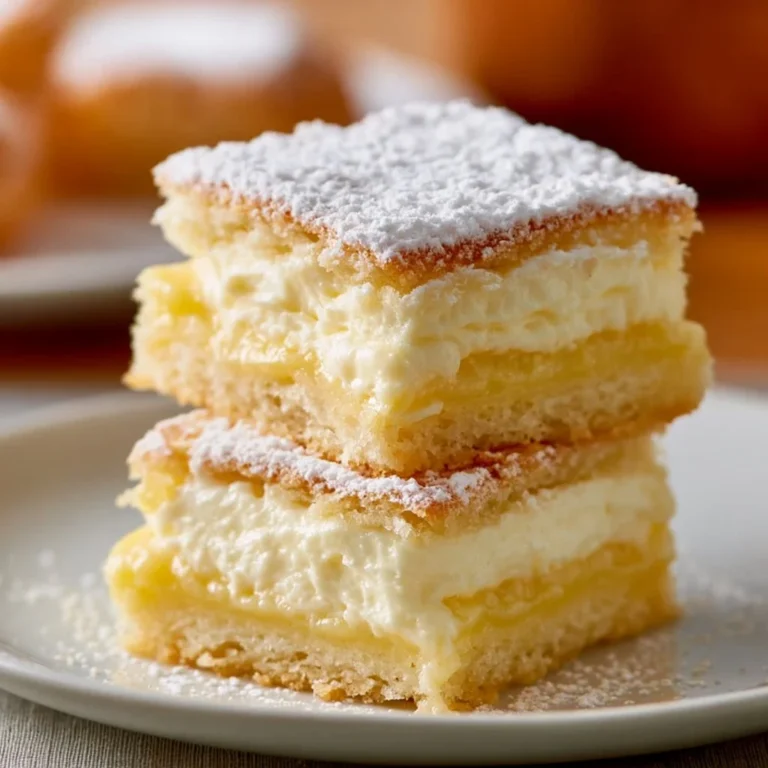 Delicious Vanilla Custard Cream Squares with a crispy base and creamy vanilla topping