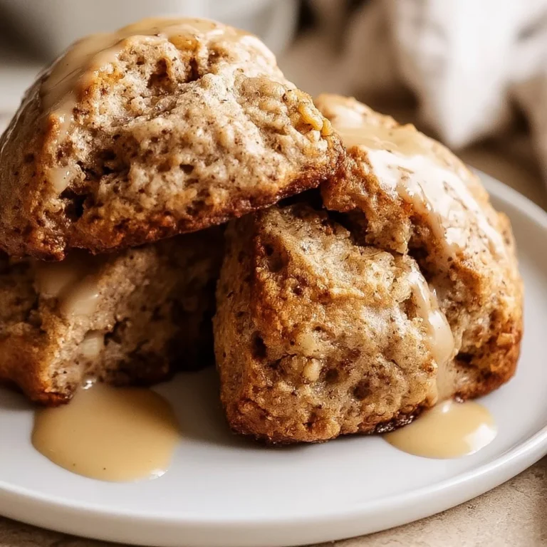 Freshly baked banana bread scones with ripe bananas and a golden crust