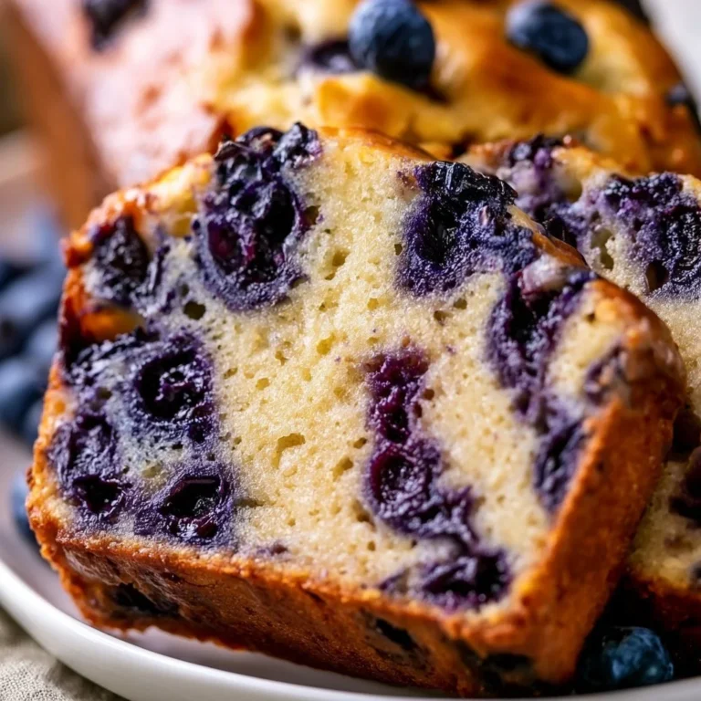 Delicious slice of blueberry banana bread on a wooden cutting board