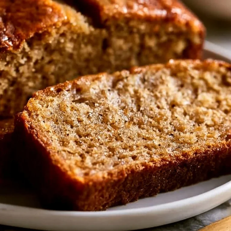 Deliciously moist banana bread slice on a wooden board