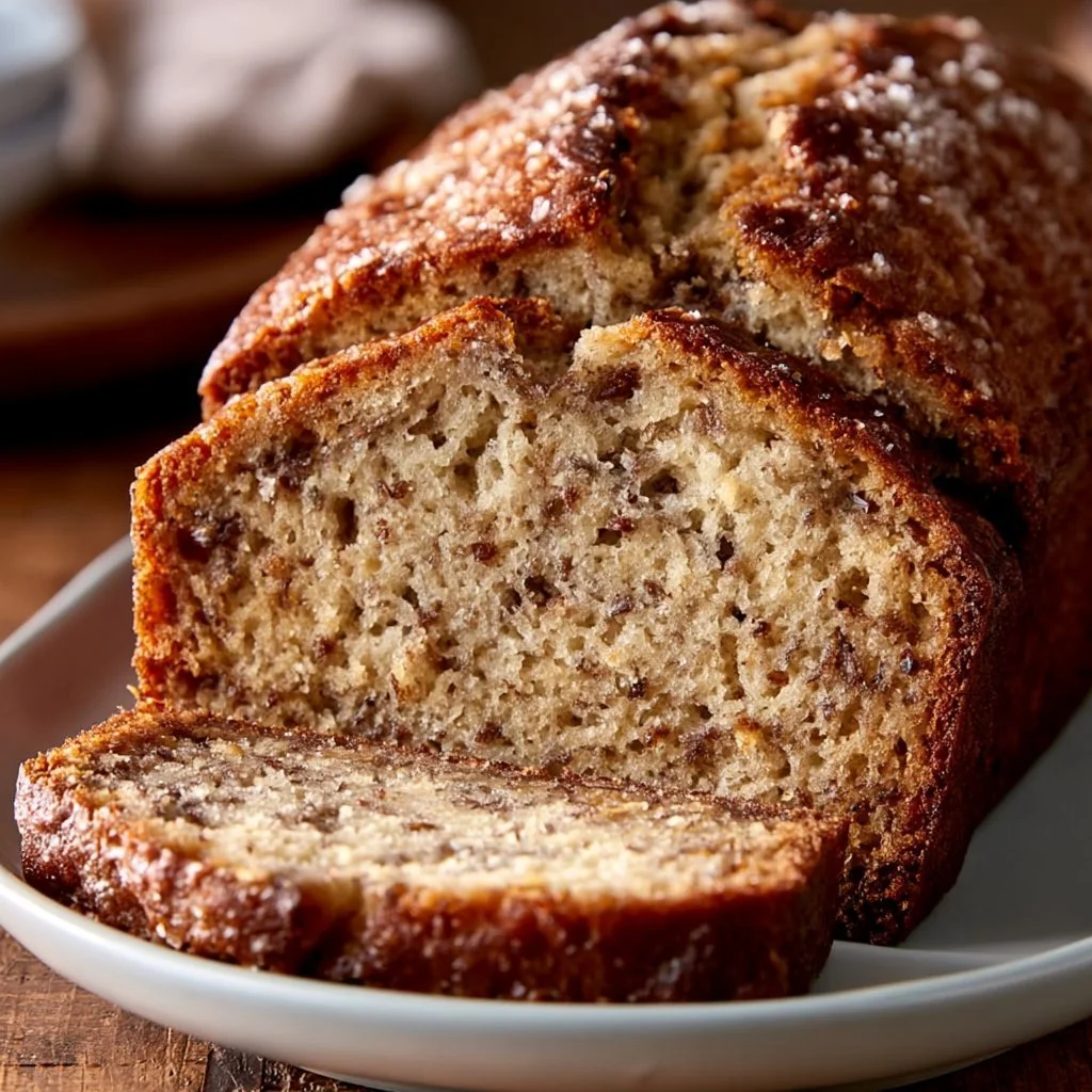 Moist one-bowl banana bread fresh out of the oven, perfect for breakfast or dessert.