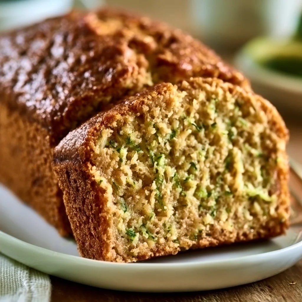 Sliced old fashioned classic zucchini bread on a cutting board