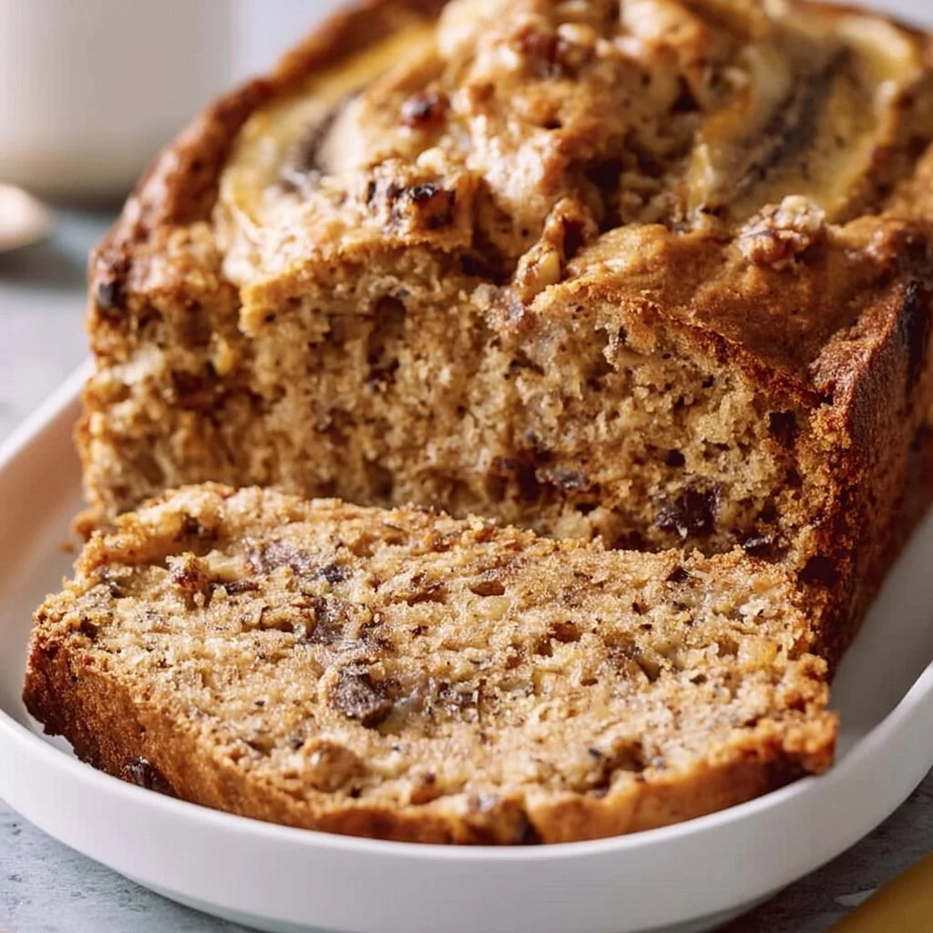 Deliciously baked Ultimate Banana Bread with slices ready to enjoy.